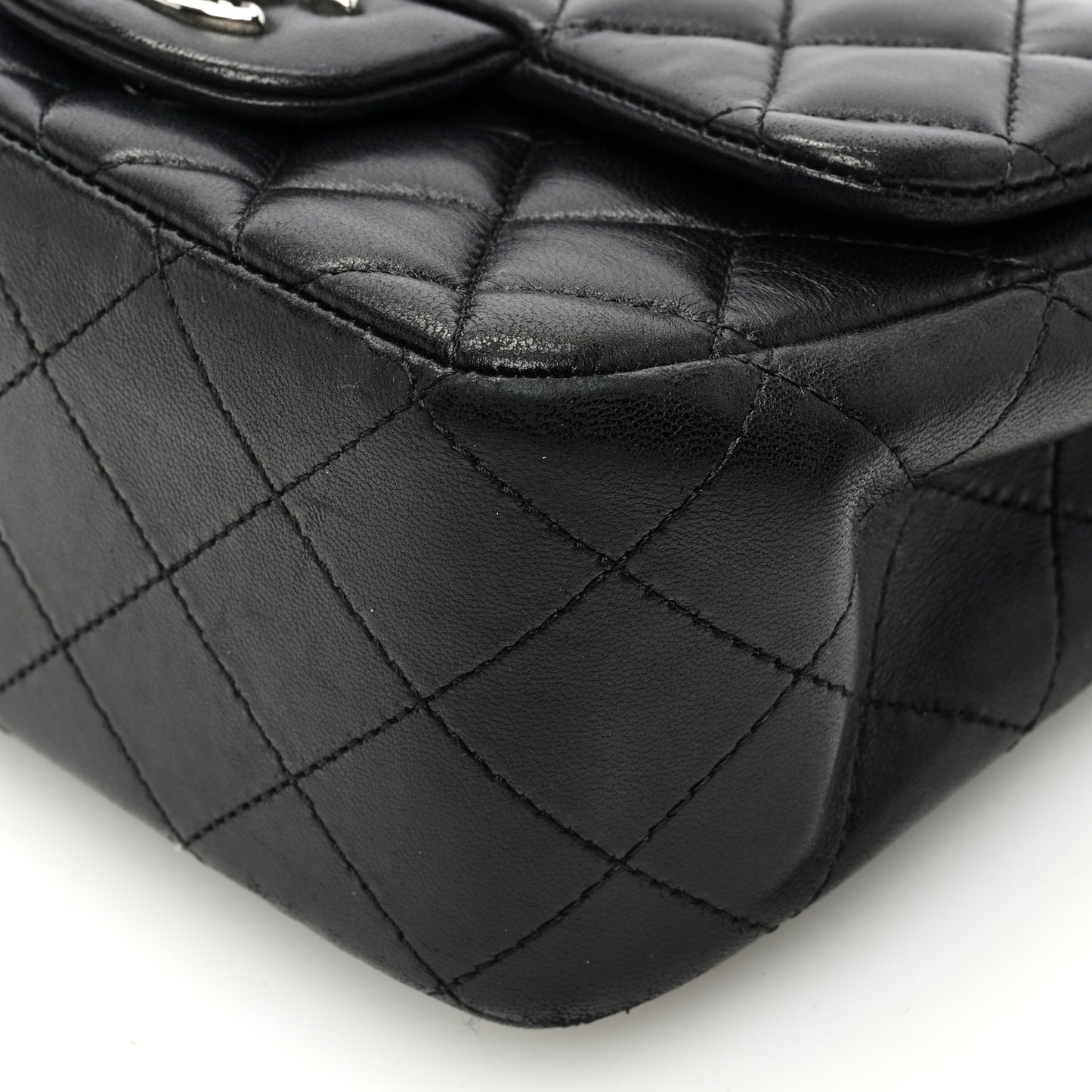 Lambskin Quilted Mini Square Flap Black