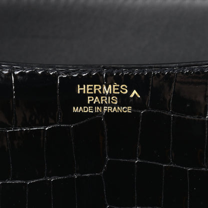 Hermes Shiny Porosus Crocodile Constance 24 Black 6 of 10