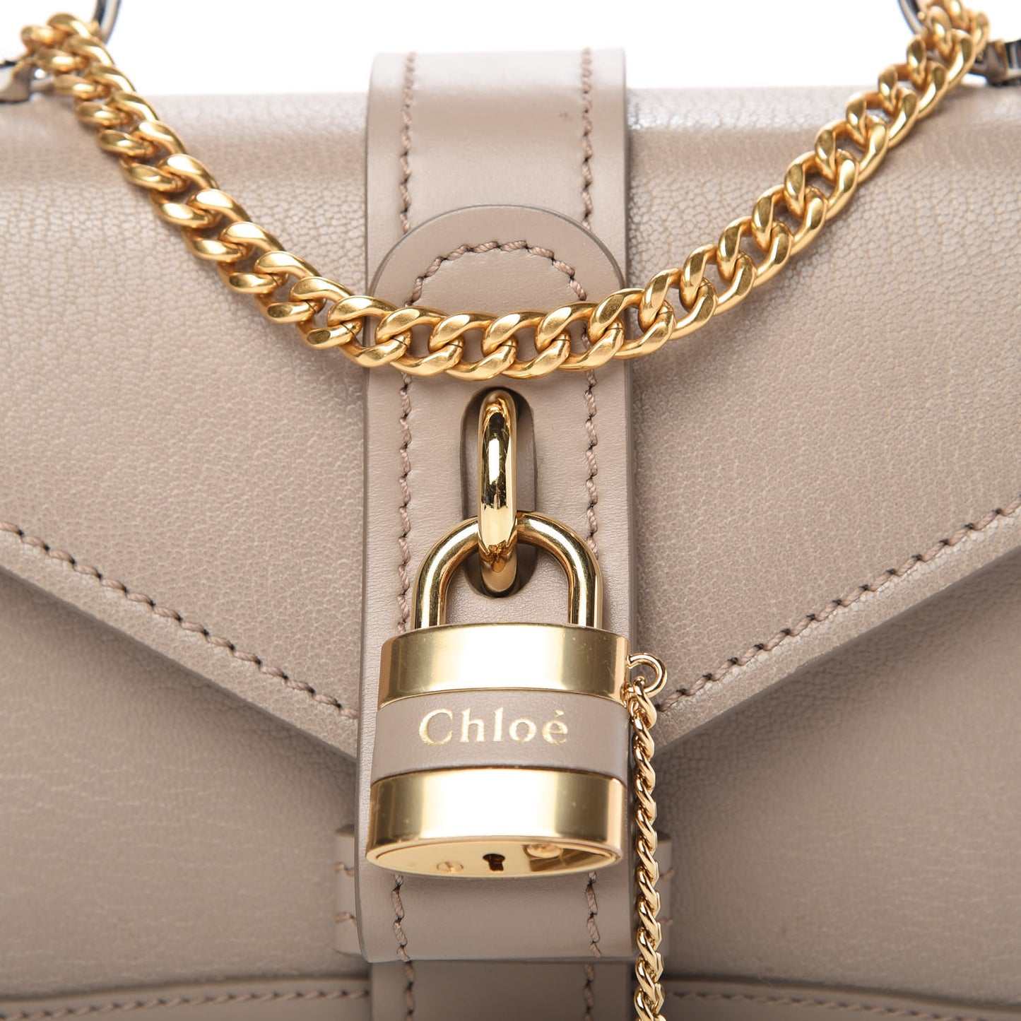 Shiny Goatskin Calfskin Mini Aby Chain Shoulder Bag Motty Grey