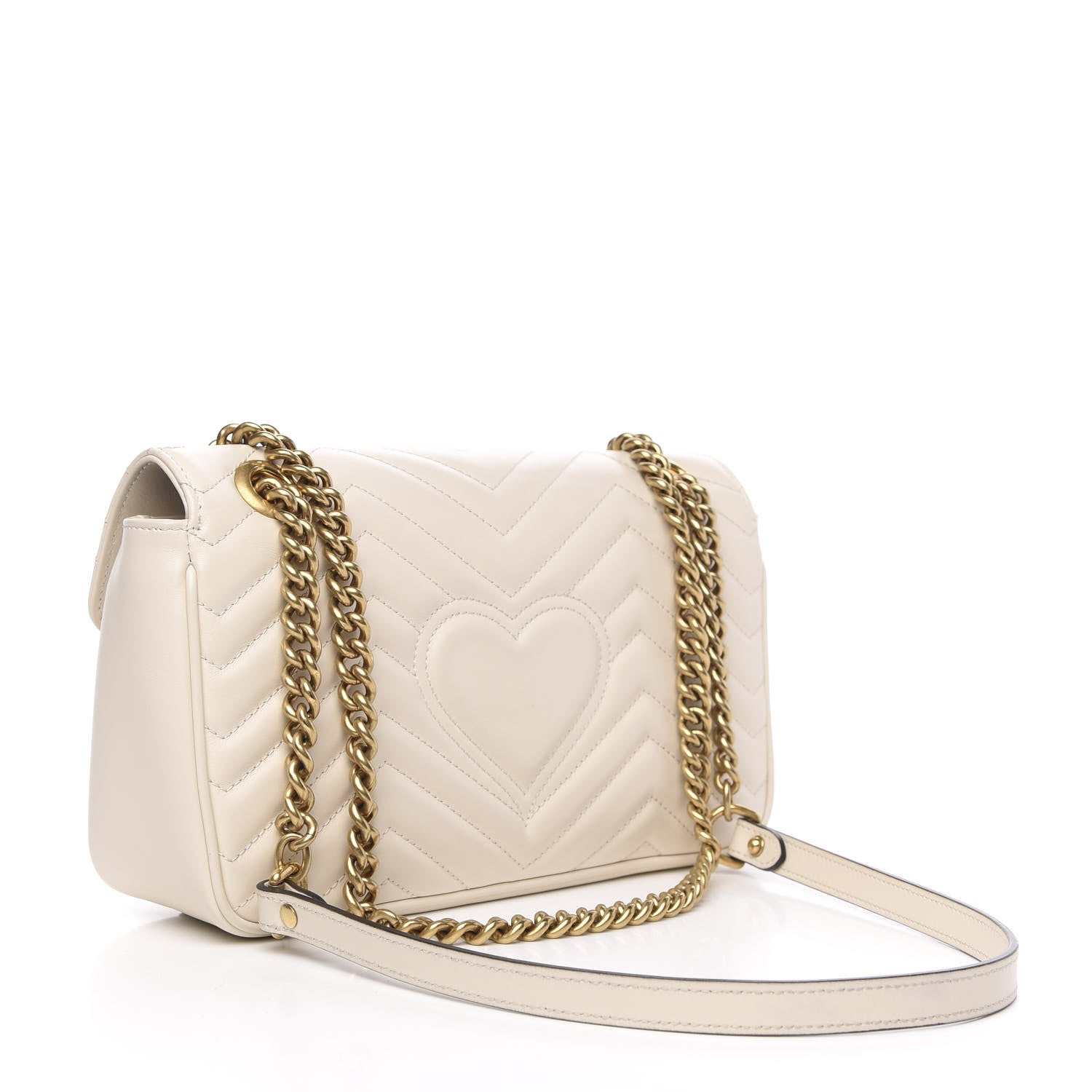 Gucci Calfskin Matelasse Small GG Marmont Shoulder Bag White 3 of 12