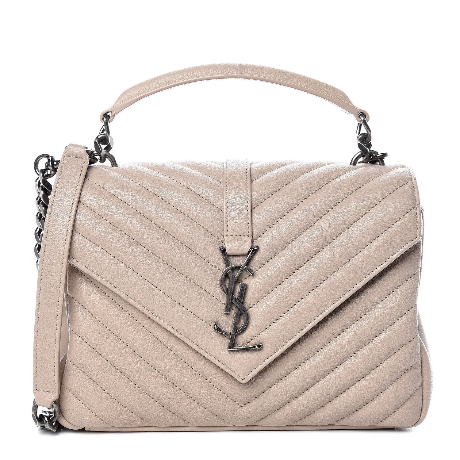 Saint Laurent Sheepskin Matelasse Medium College Monogram Bag Natural 1 of 12