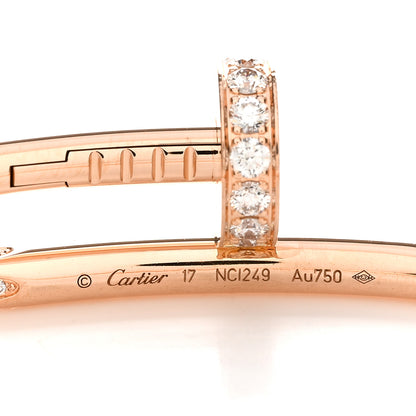 Cartier 18K Pink Gold Diamond Juste Un Clou Bracelet 17 3 of 4