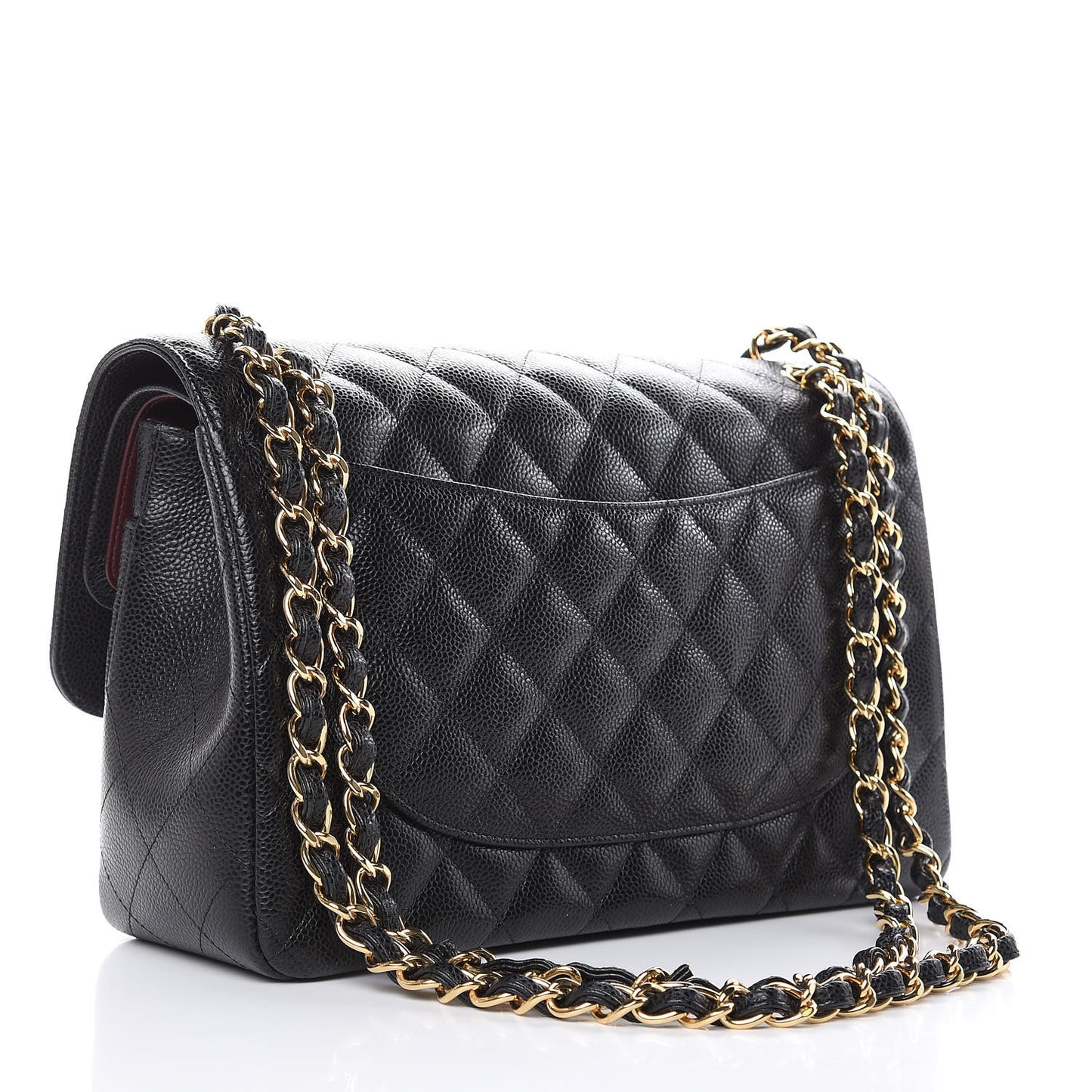 Caviar Quilted Jumbo Double Flap Black