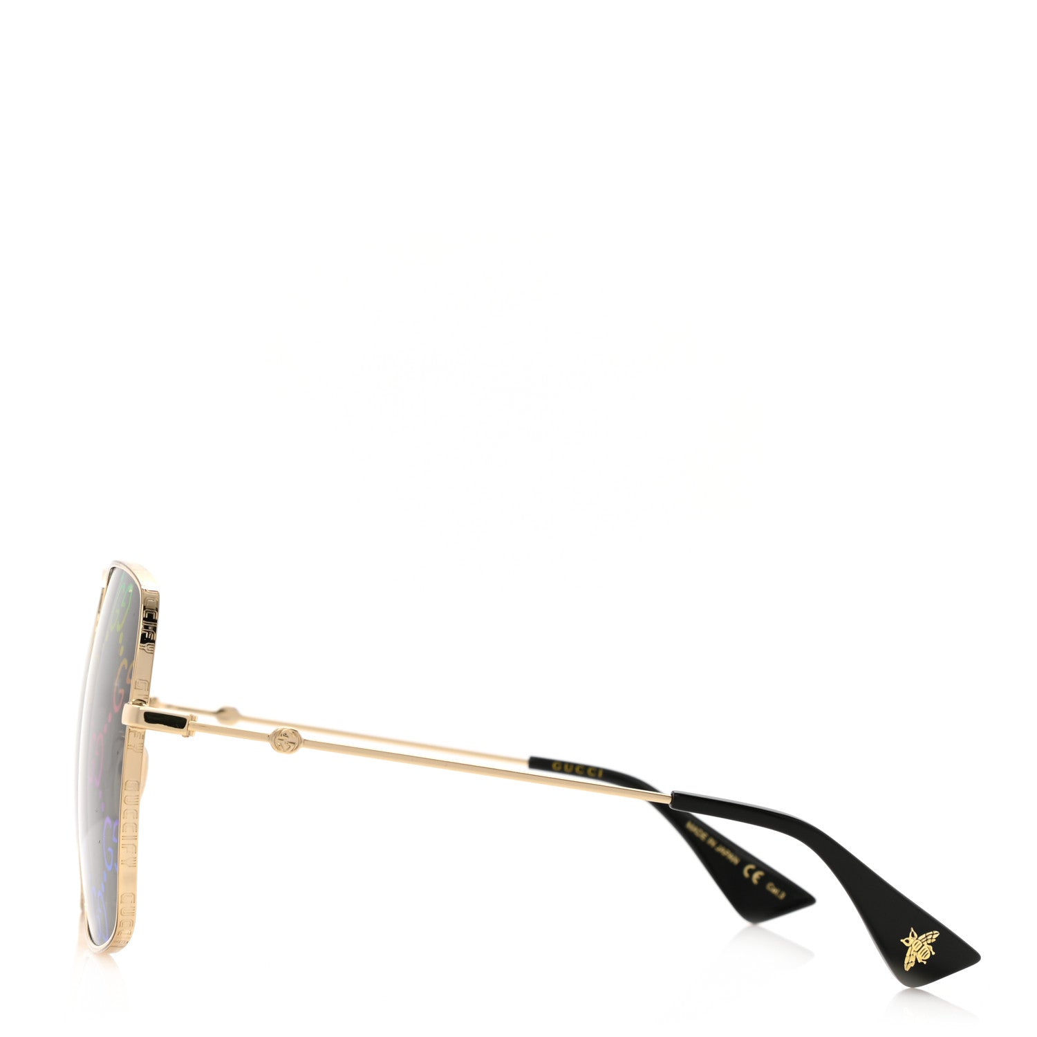 Gucci Metal Rectangular Frame Sunglasses GG0414S Gold Multicolor 3 of 7