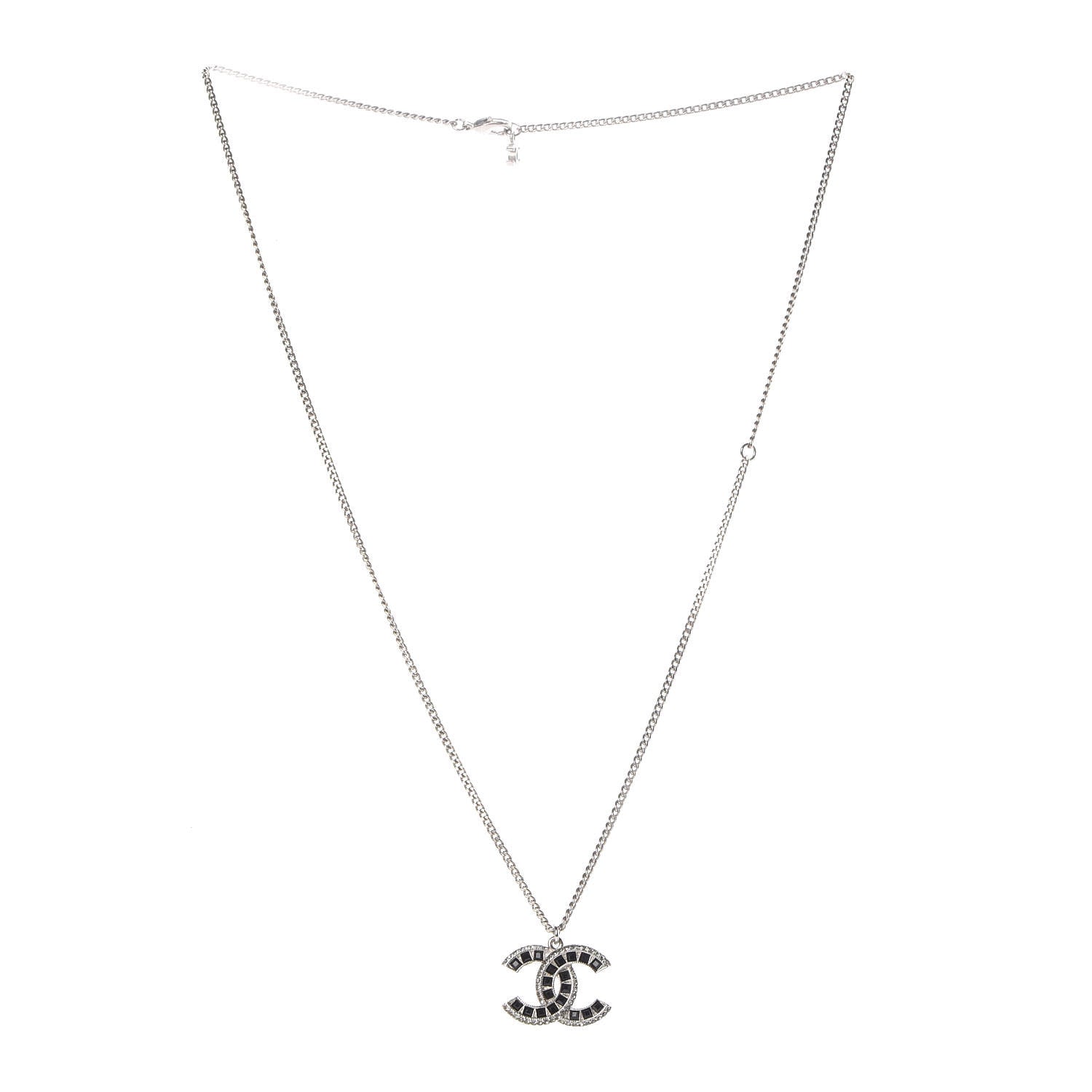 Chanel Ruthenium Baguette Crystal CC Necklace Black 3 of 4