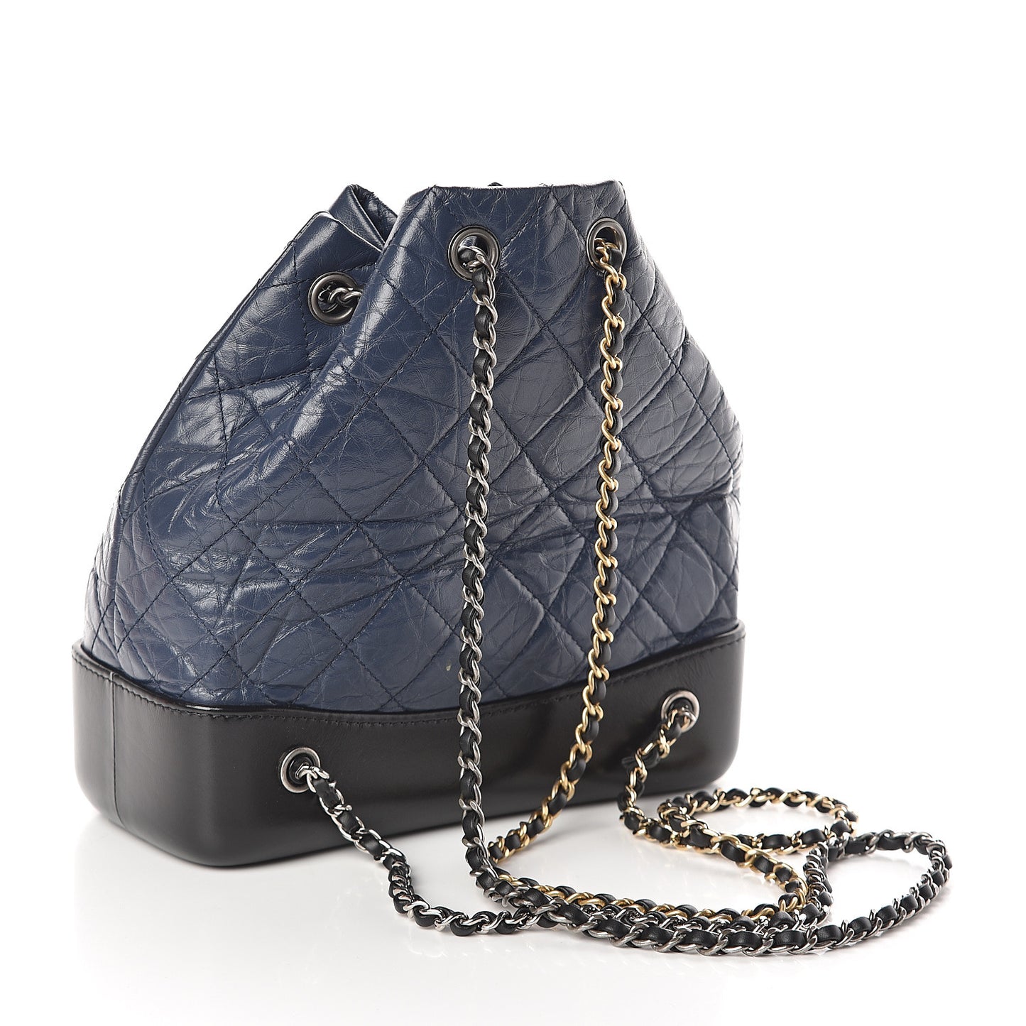 Aged Calfskin Quilted Small Gabrielle Backpack Blue Black