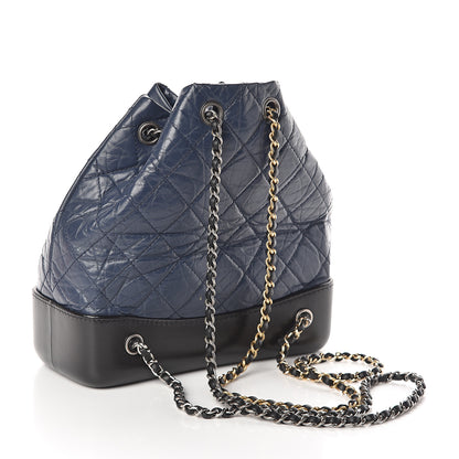 Chanel Aged Calfskin Quilted Small Gabrielle Backpack Blue Black 2 of 9