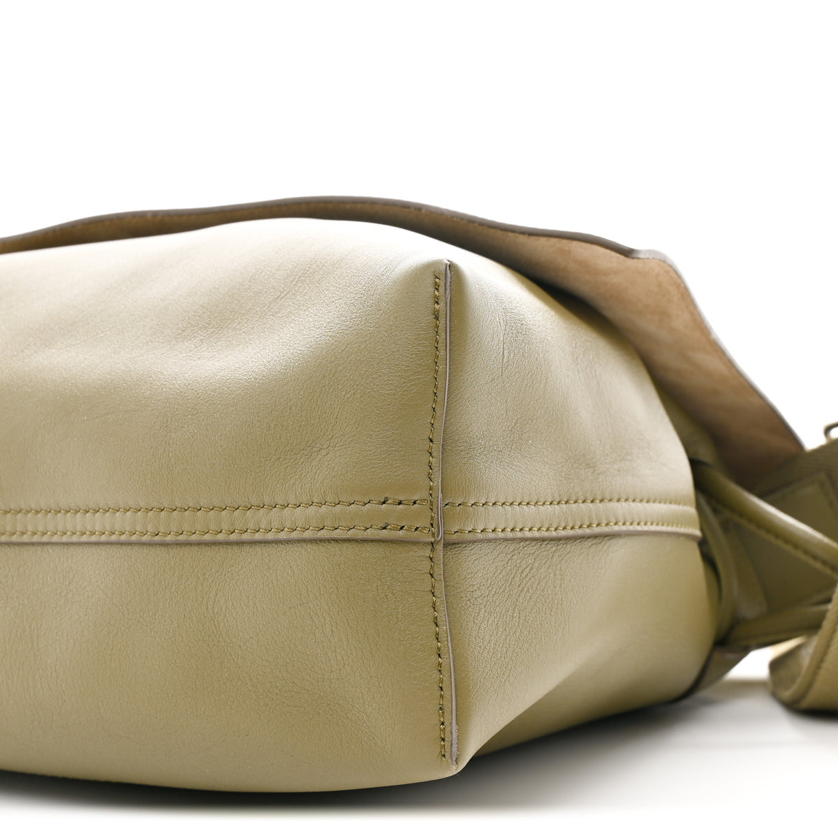 Shiny Supple Calfskin Flamenco Satchel Olive