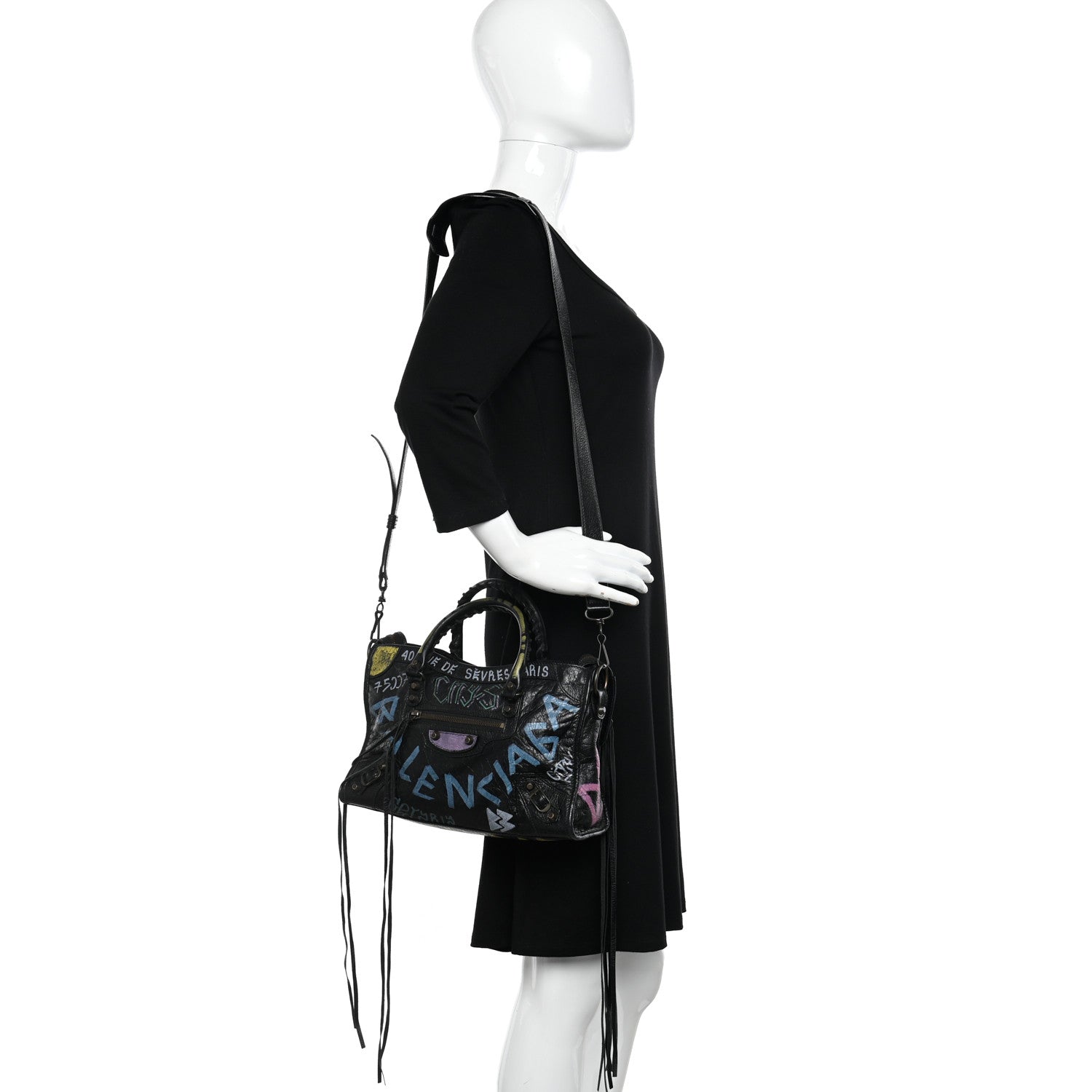 Balenciaga Agneau Graffiti All Over Classic Hardware S City Black Multicolor 2 of 10