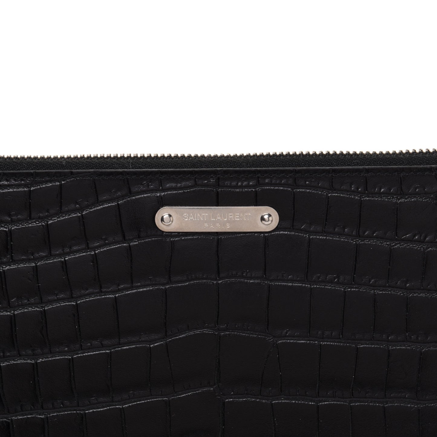 Calfskin Crocodile Embossed Document Holder Black