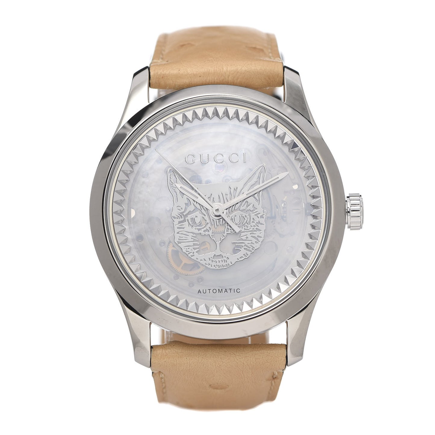 Stainless Steel Ostrich Mother of Pearl 38mm G-Timeless Cat Automatic Watch