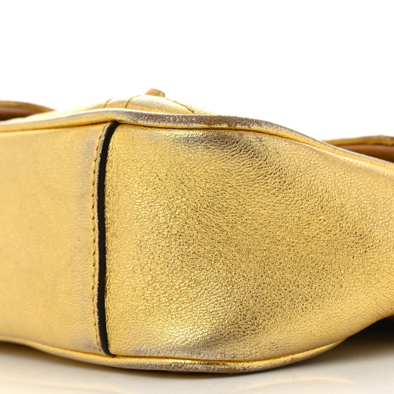 Gucci Metallic Calfskin Matelasse Studded Mini Pearly GG Marmont Shoulder Bag Gold 10 of 13
