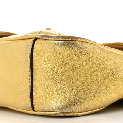 Gucci Metallic Calfskin Matelasse Studded Mini Pearly GG Marmont Shoulder Bag Gold 10 of 13
