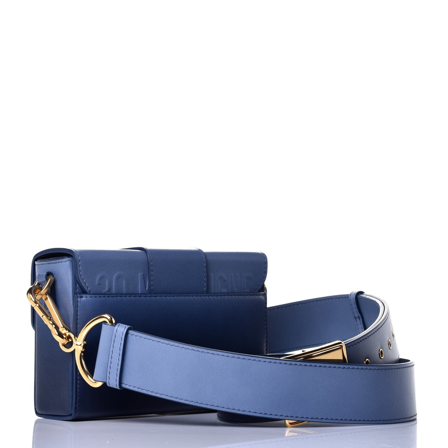 Smooth Calfskin Gradient 30 Montaigne Box Bag Indigo Blue