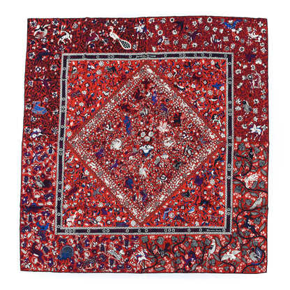Hermes Cashmere Silk Jardins De Soie Shawl 140 Rouge Blue Violet 1 of 5