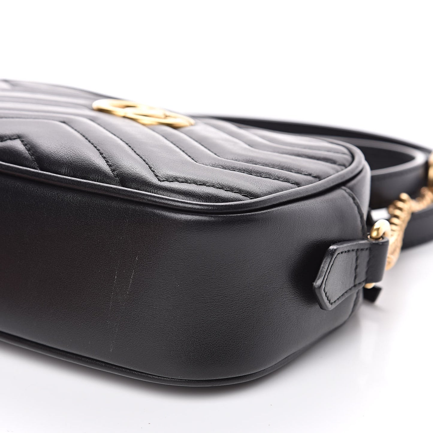 Calfskin Matelasse Mini GG Marmont Chain Shoulder Bag Black