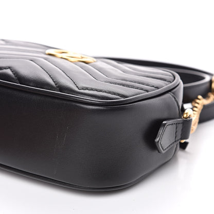 Gucci Calfskin Matelasse Mini GG Marmont Chain Shoulder Bag Black 10 of 11
