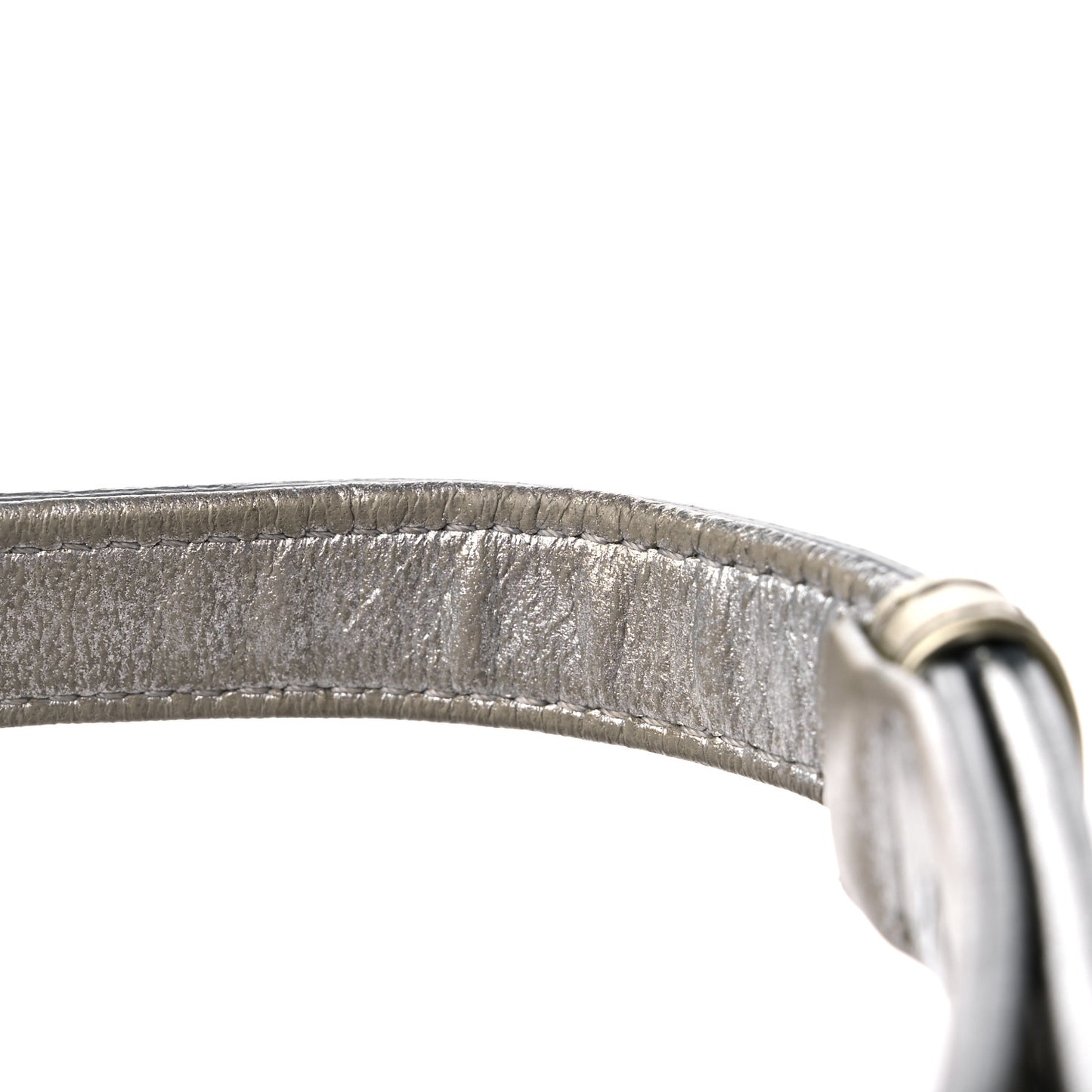 Metallic Patent Calfskin Quilted Small Boy Flap Silver