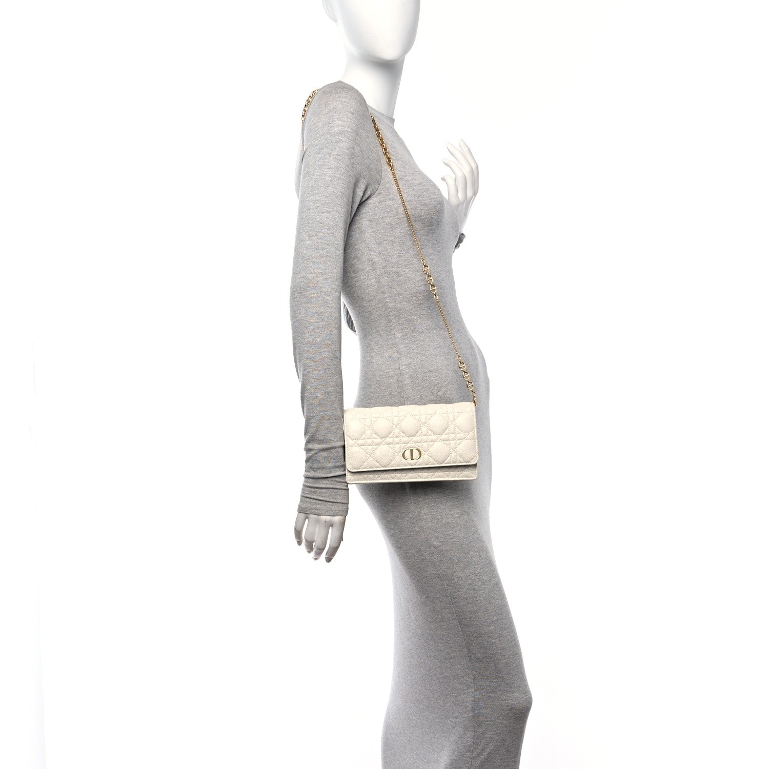 Christian Dior Supple Calfskin Caro Pouch with Chain Latte 2 of 10