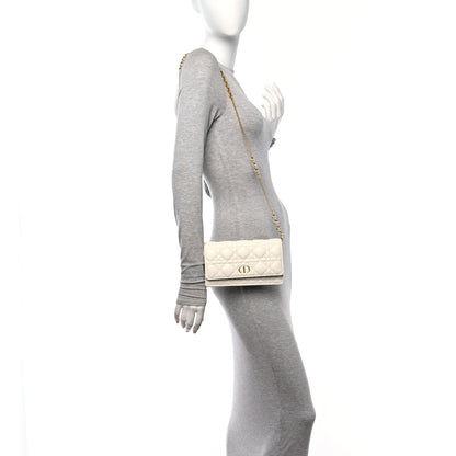 Christian Dior Supple Calfskin Caro Pouch with Chain Latte 2 of 10