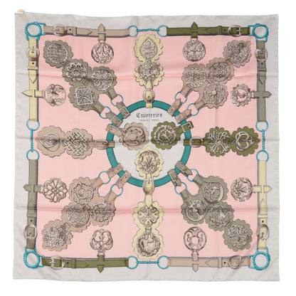 Hermes Silk Cuivreries Scarf 90 Rose Poudre Gris Perle Vert 2 of 5