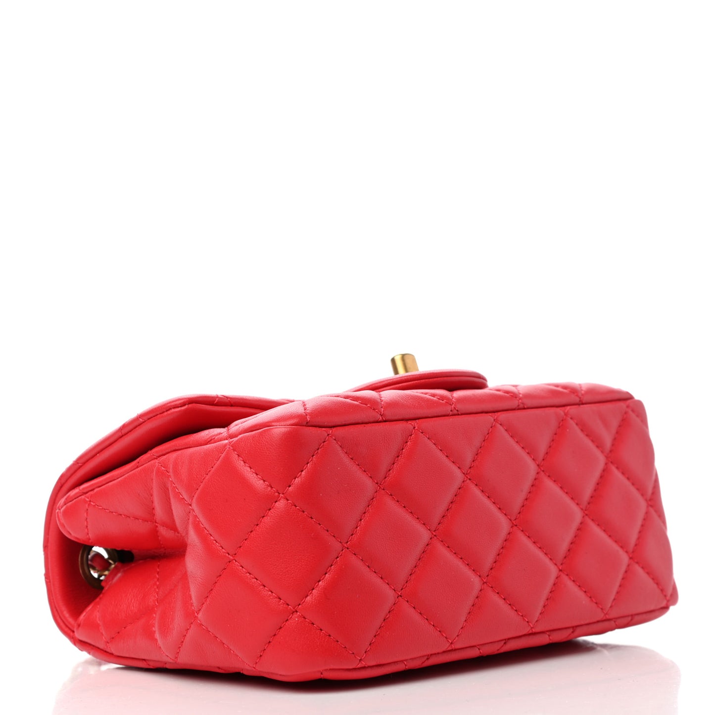 Lambskin Quilted Mini Pearl Crush Flap Red