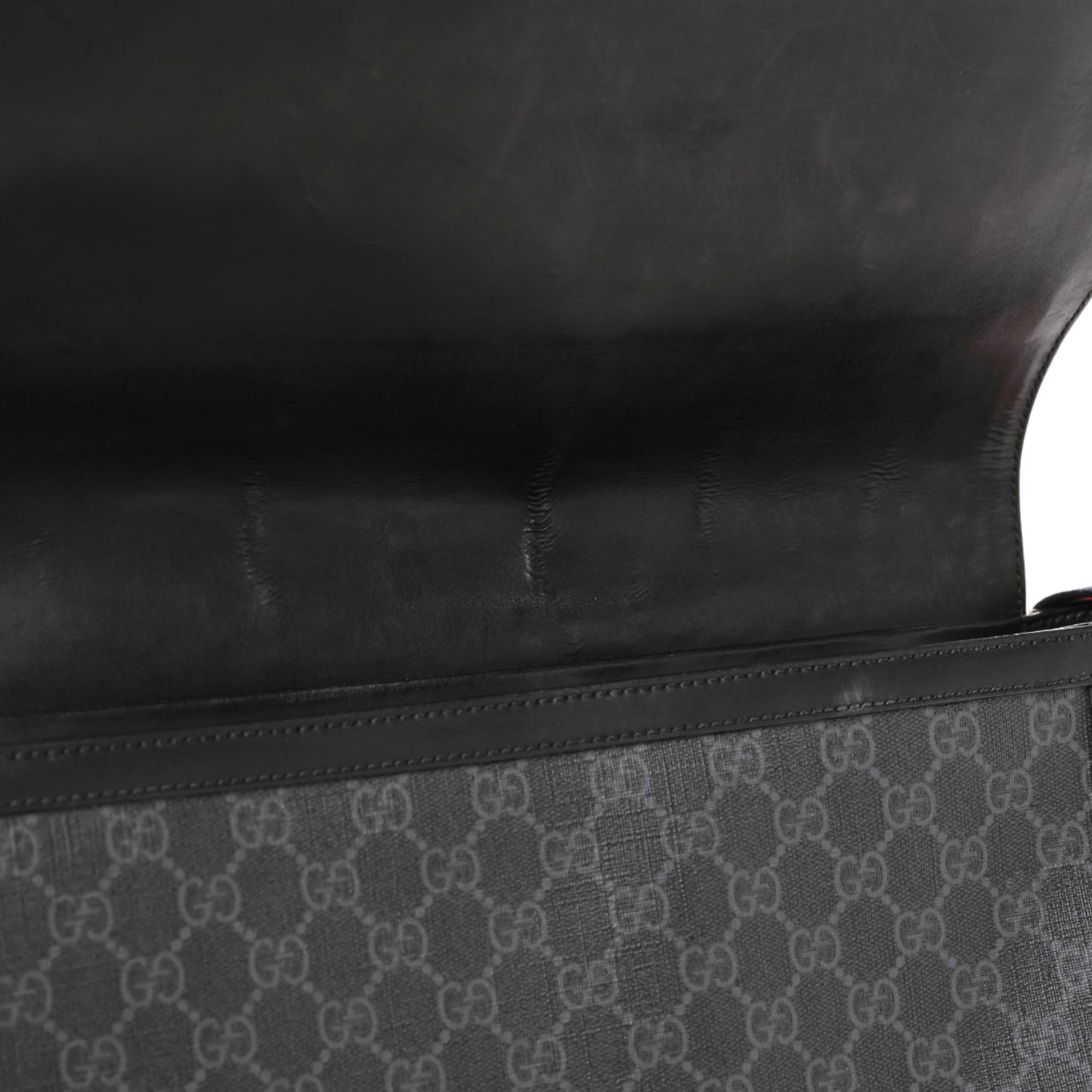 GG Supreme Monogram Web Messenger Diaper Bag Black Grey