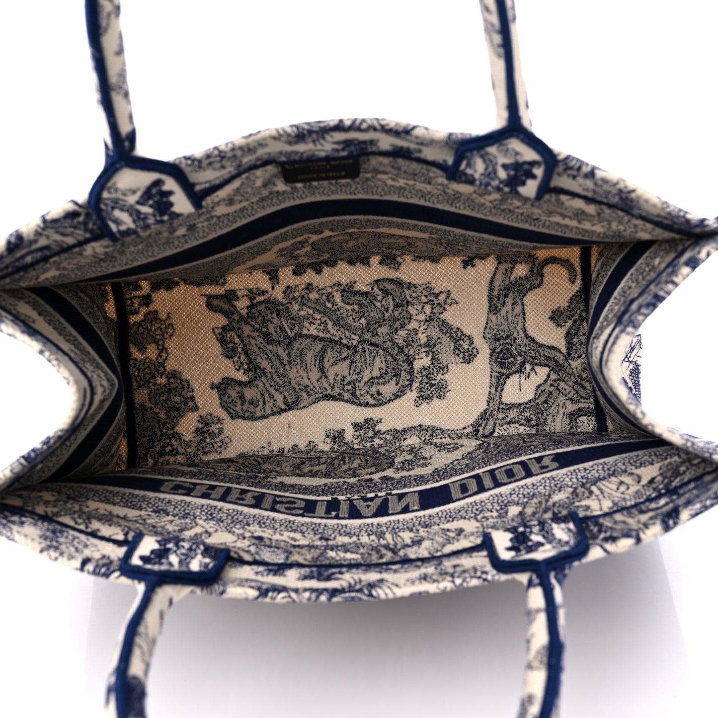 Canvas Embroidered Medium Dioriviera Toile De Jouy Book Tote Blue