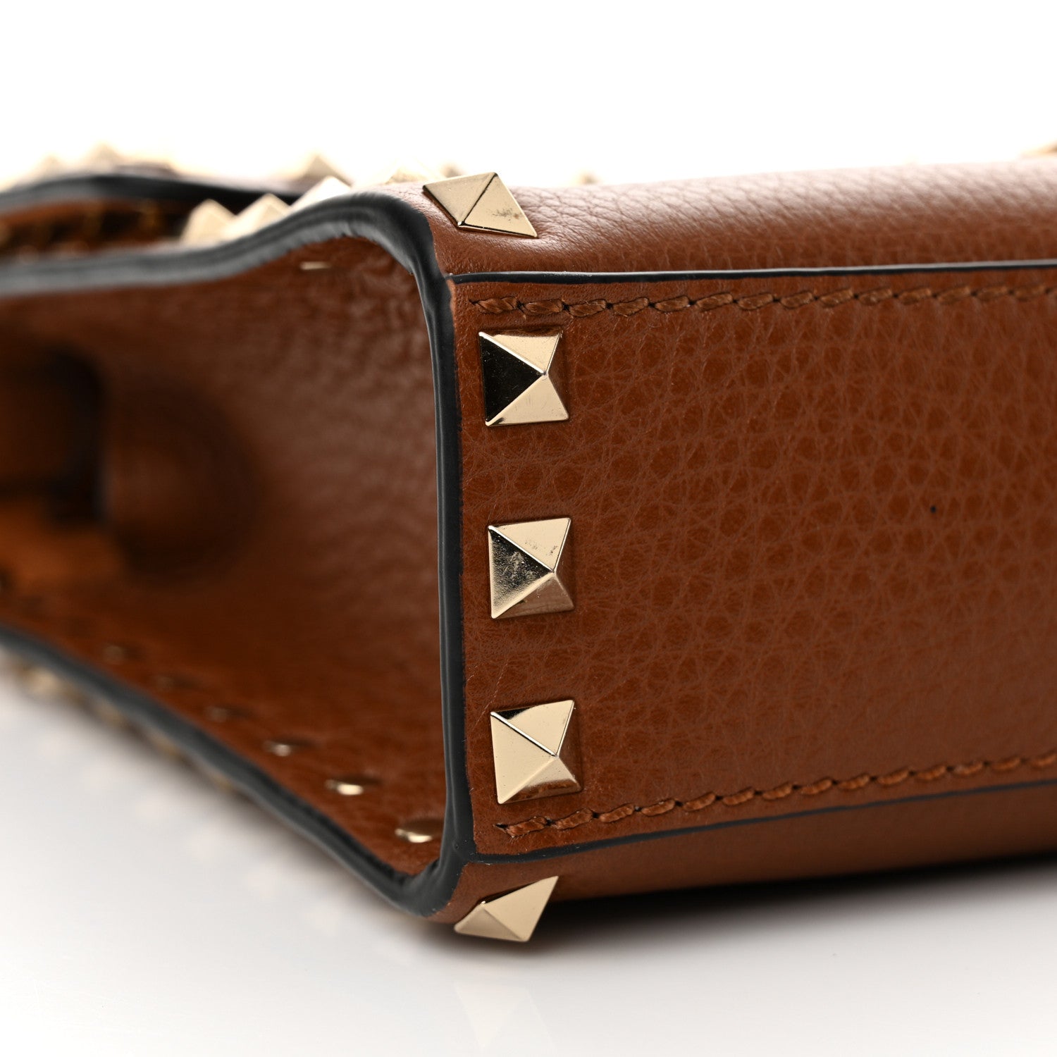 Valentino Garavani Pebbled Calfskin Medium Rockstud Flip Lock Crossbody Bag Saddle Brown 8 of 11
