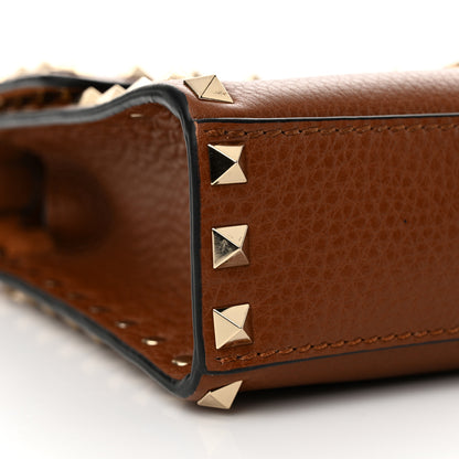 Valentino Garavani Pebbled Calfskin Medium Rockstud Flip Lock Crossbody Bag Saddle Brown 8 of 11