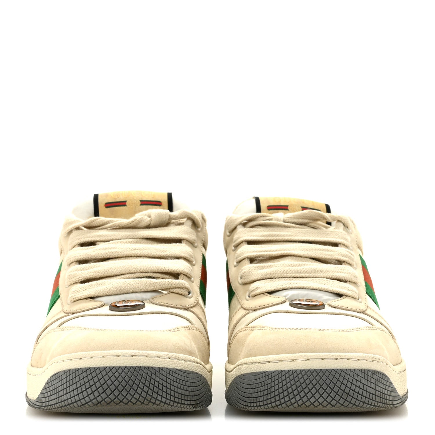 Gucci Nylon Nubuck Web Womens Screener Sneakers 37.5 Mystic White Dusty 40 Milk 3 of 12