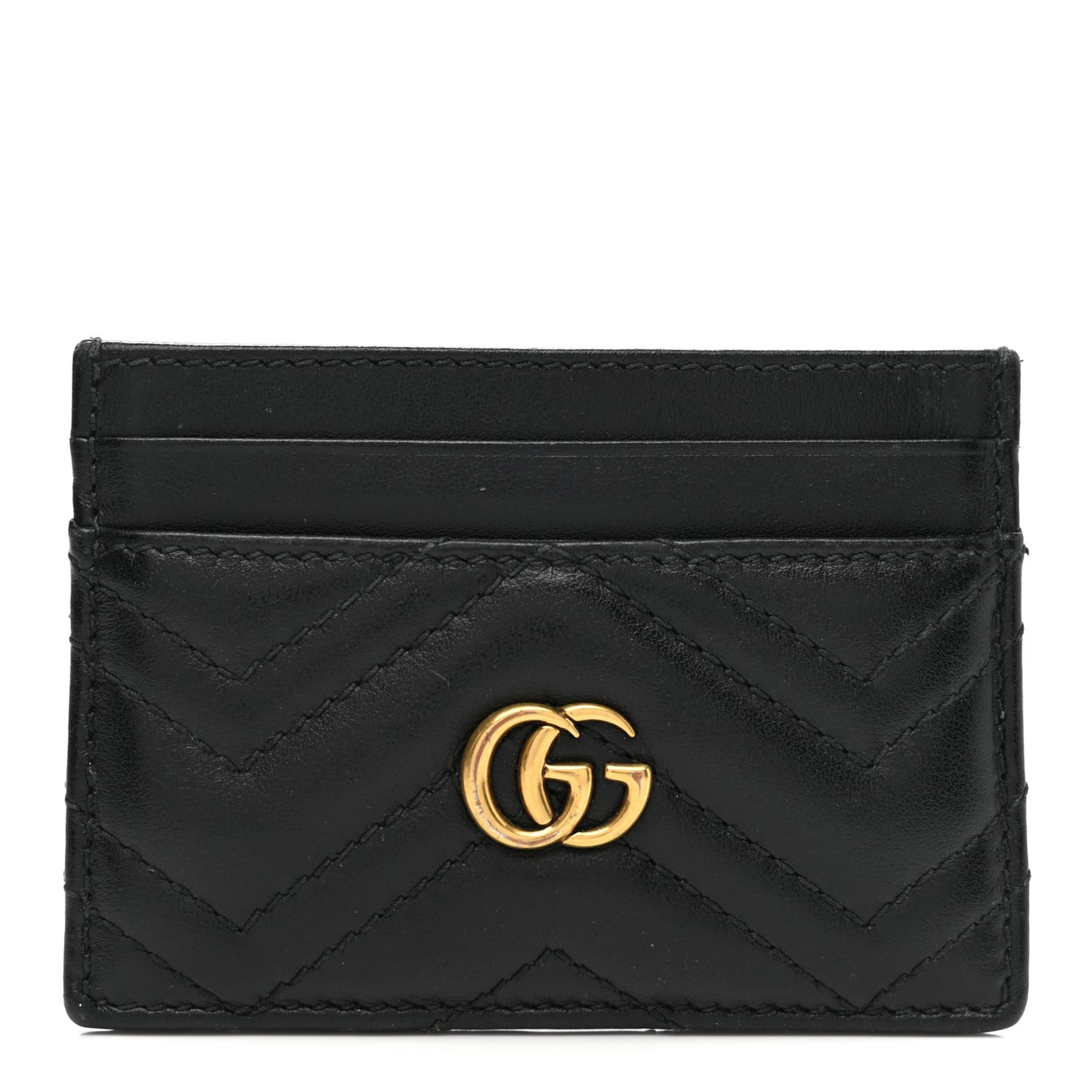 Calfskin Matelasse GG Marmont Card Holder Black