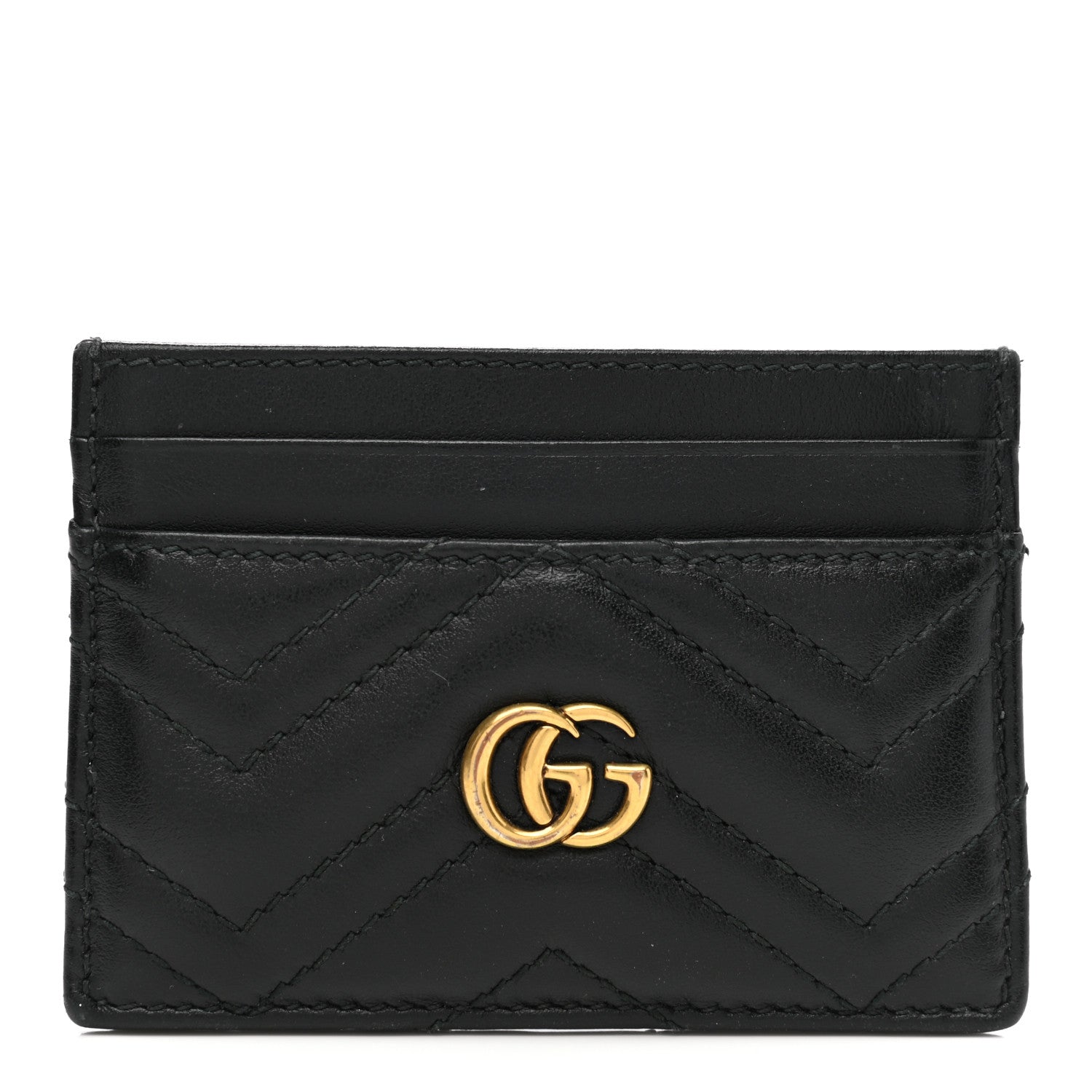 Gucci Calfskin Matelasse GG Marmont Card Holder Black 1 of 6