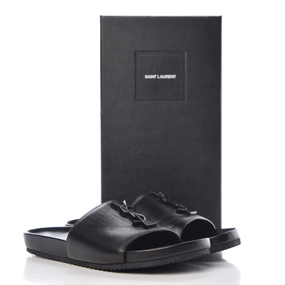 Saint Laurent Lambskin Joan Slide Sandals 38 Black 10 of 10