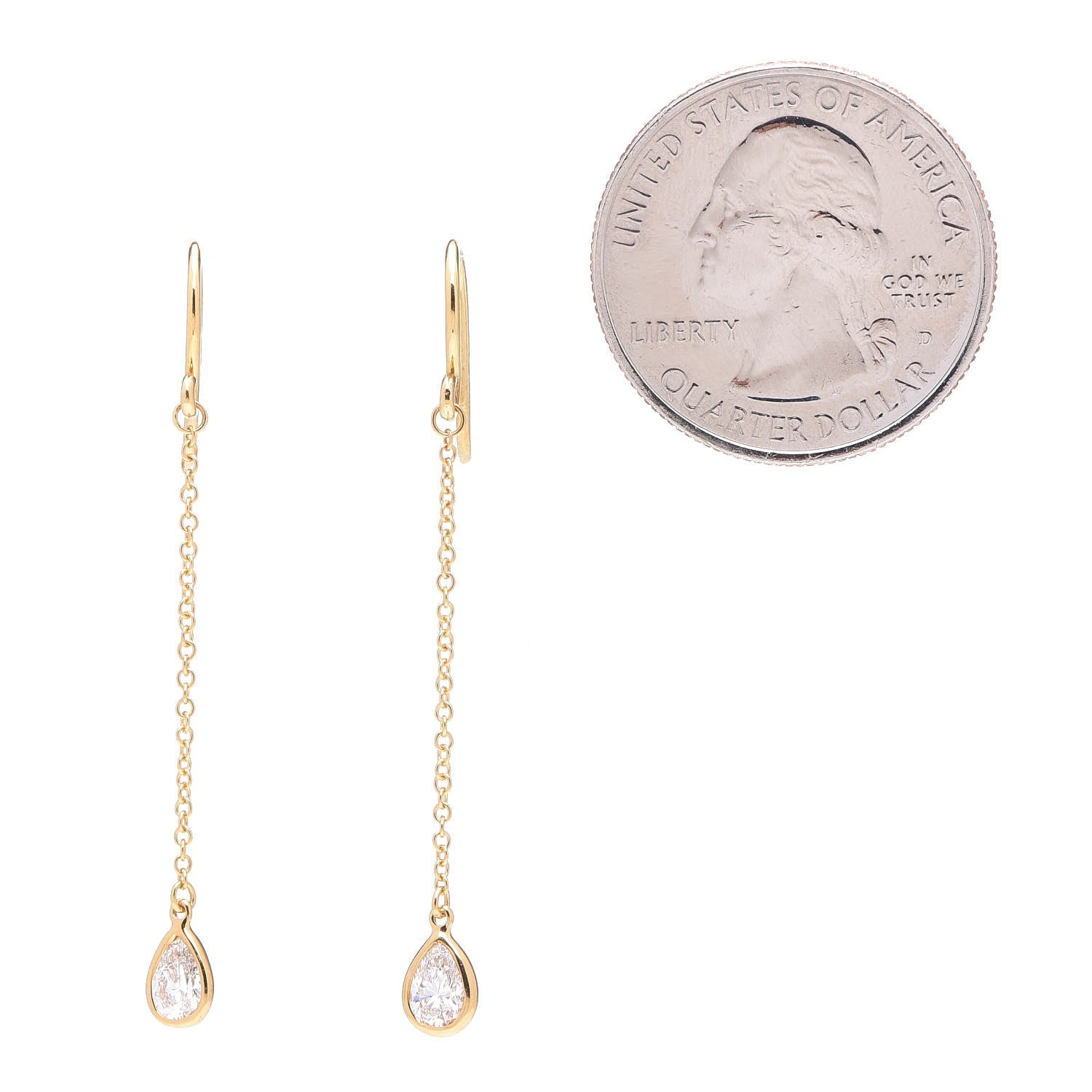 Tiffany 18K Yellow Gold Elsa Peretti Diamonds by the Yard Pear Shape Drop Earrings 2 of 4