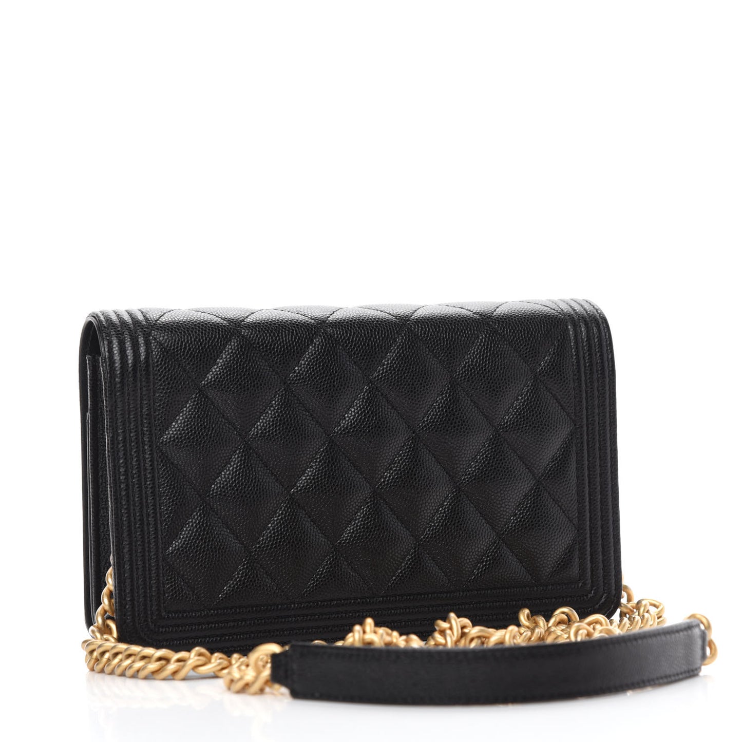 Caviar Quilted Boy Wallet On Chain WOC Black