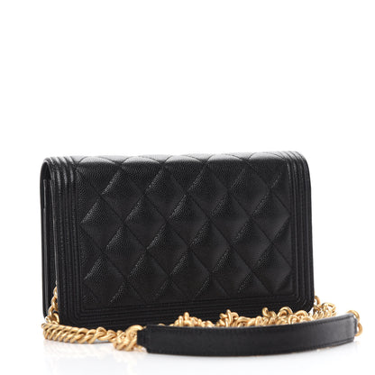 Chanel Caviar Quilted Boy Wallet On Chain WOC Black 3 of 12