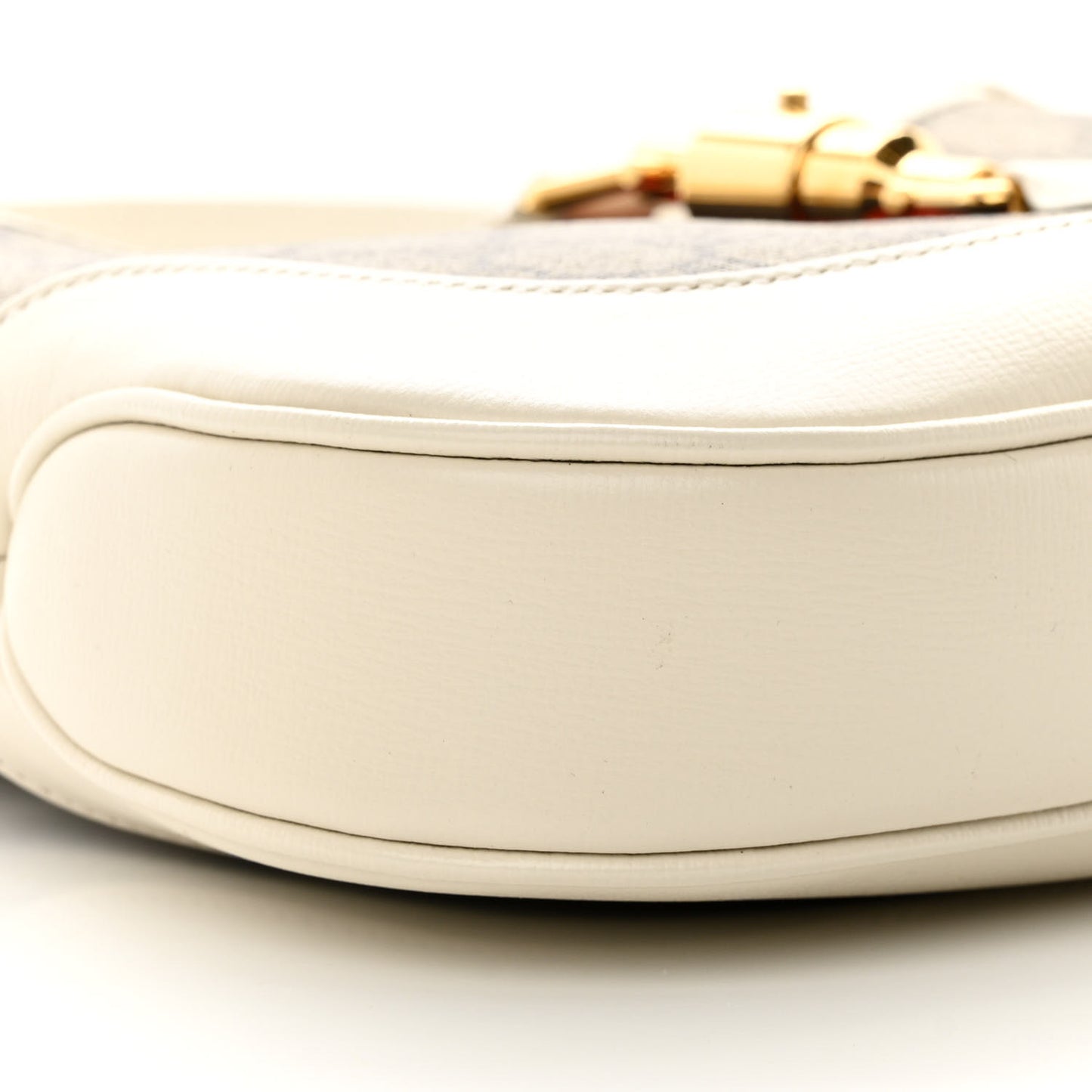 GG Supreme Monogram Azalea Calfskin Web Small Jackie 1961 Hobo Beige Ebony Mystic White