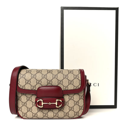 Gucci GG Supreme Monogram Horsebit 1955 Soft Small Shoulder Bag Beige Ebony Rosso Ancora 12 of 12