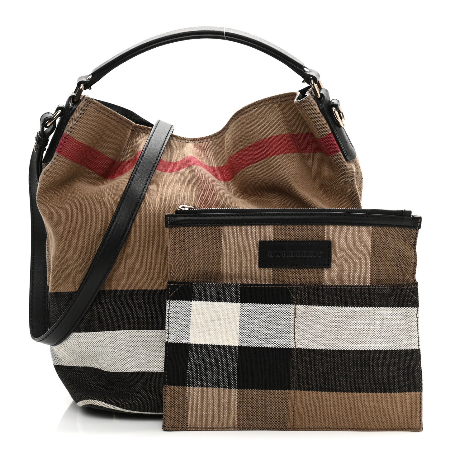 Canvas Mega Check Medium Ashby Hobo Black