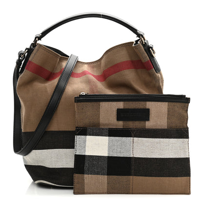 Burberry Canvas Mega Check Medium Ashby Hobo Black 1 of 11