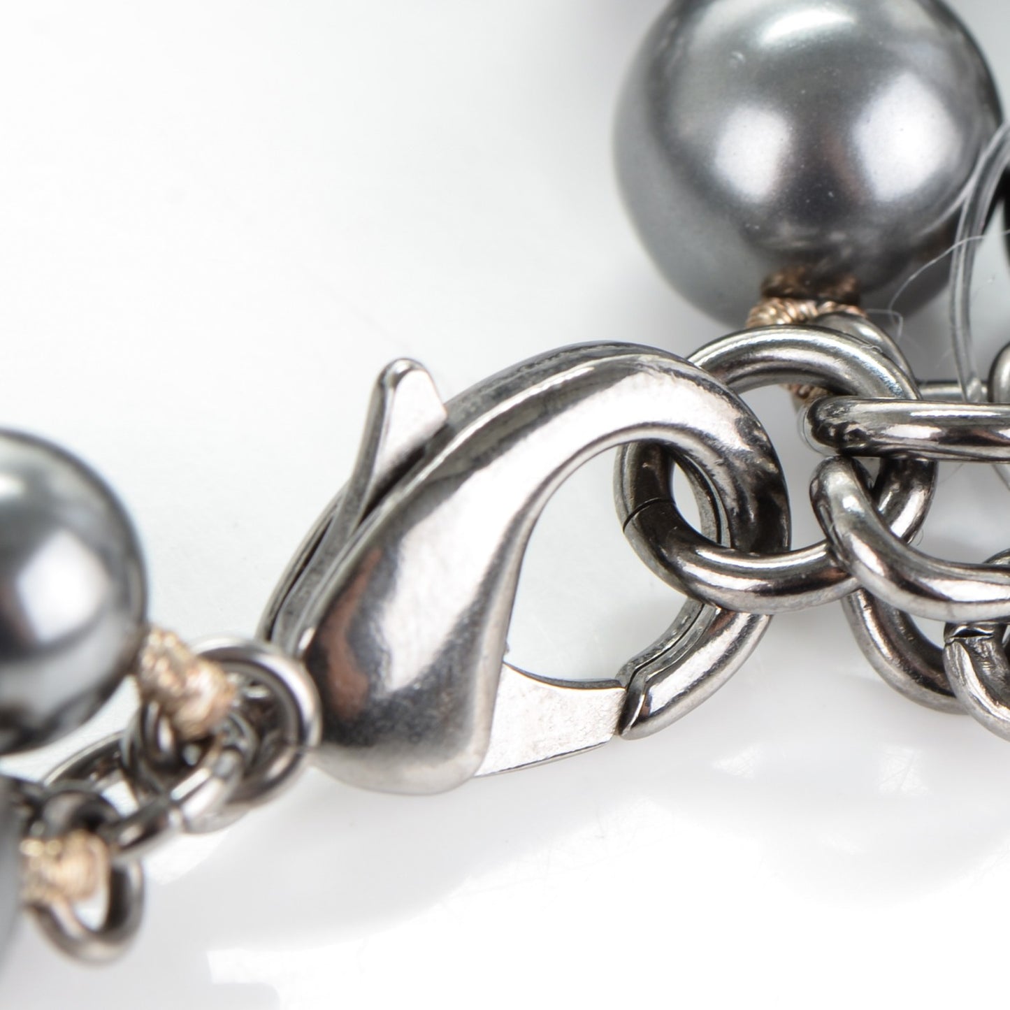 Pearl Bead CC Multistrand Bracelet Pearly Grey