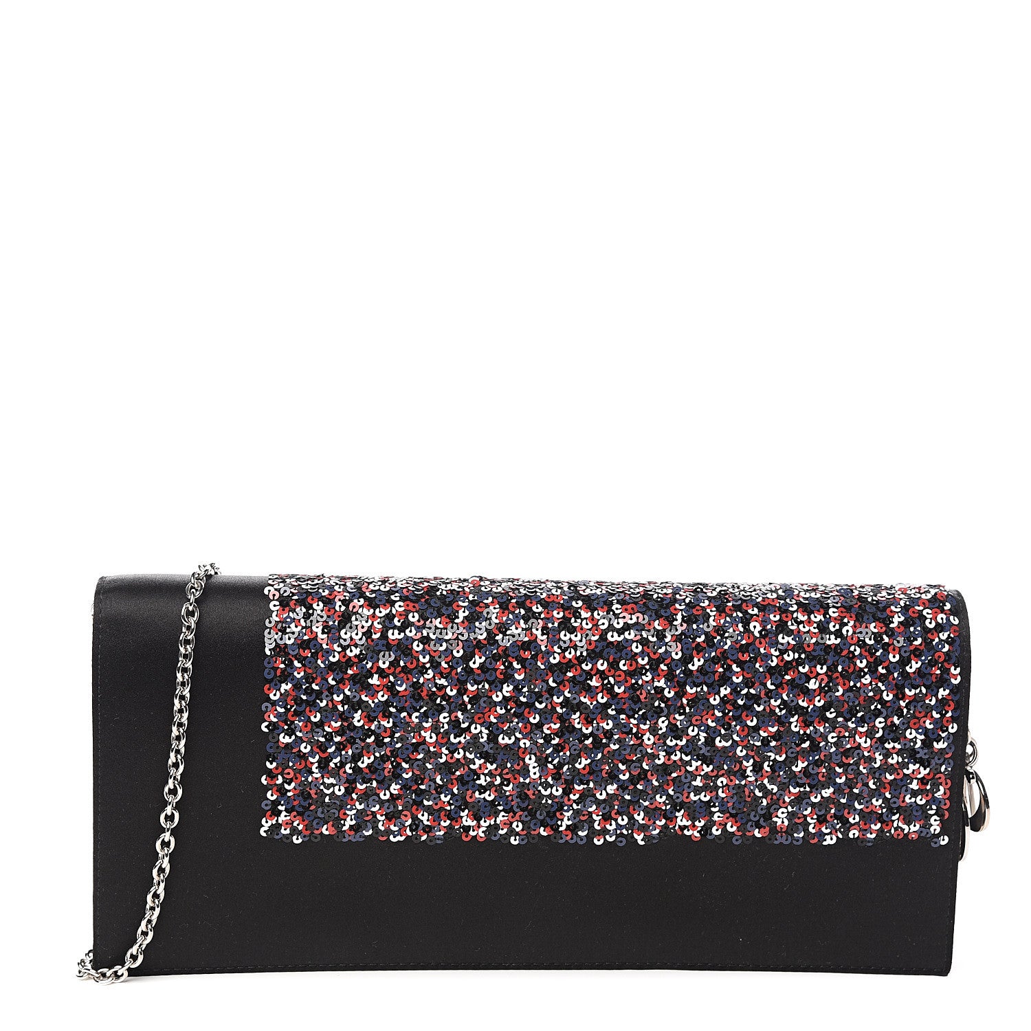 Christian Dior Satin Sequin Chain Crossbody Black Multicolor 1 of 8
