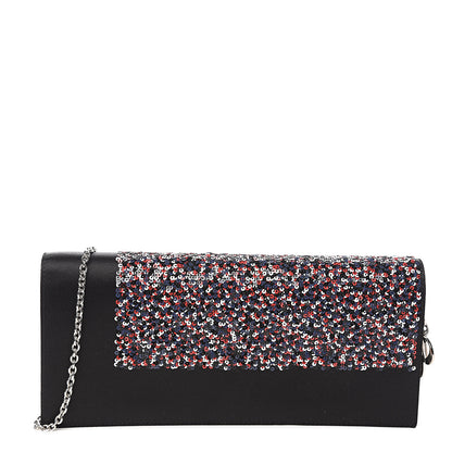 Christian Dior Satin Sequin Chain Crossbody Black Multicolor 1 of 8