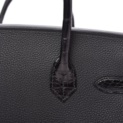Hermes Taurillon Novillo Shiny Niloticus Crocodile Birkin Touch 30 Black 8 of 32