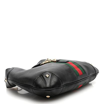 Gucci Calfskin Web Piston Lock Jackie O Hobo Black 4 of 11