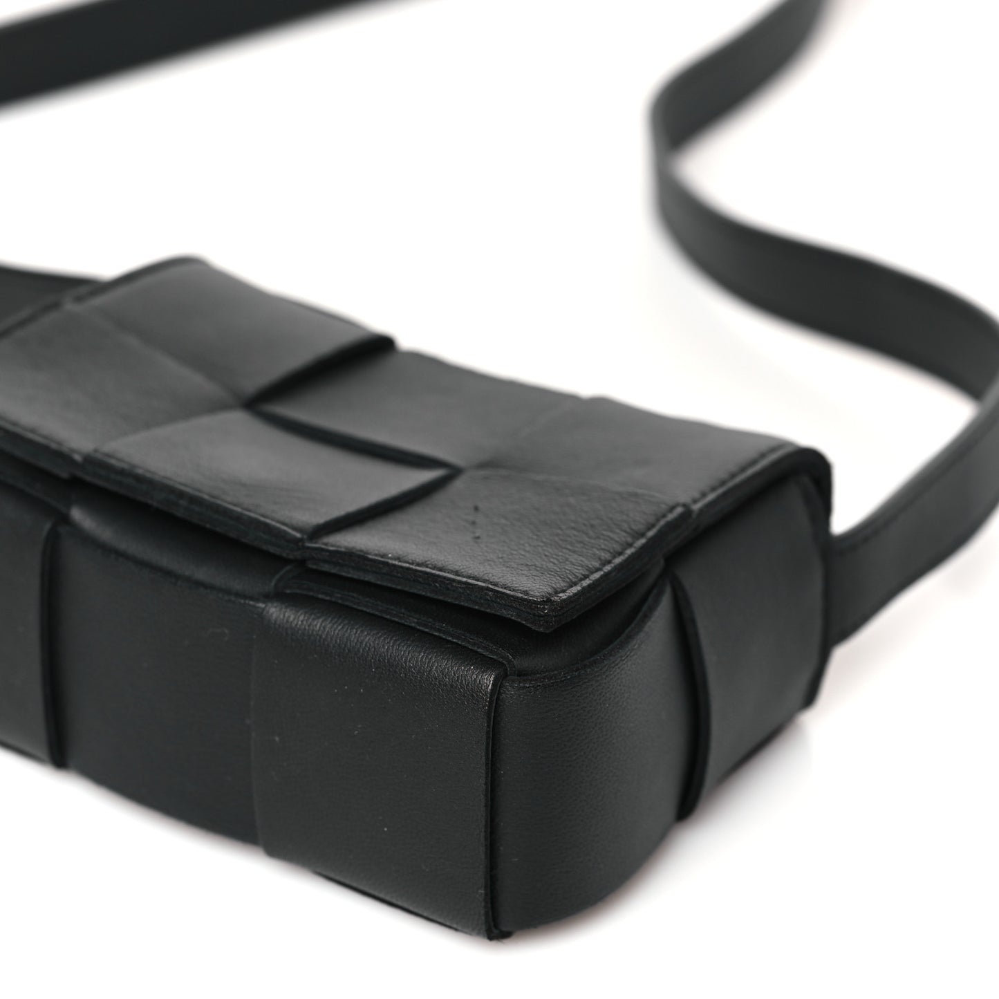 Lambskin Maxi Intrecciato Extra Mini Cassette Crossbody Bag Black