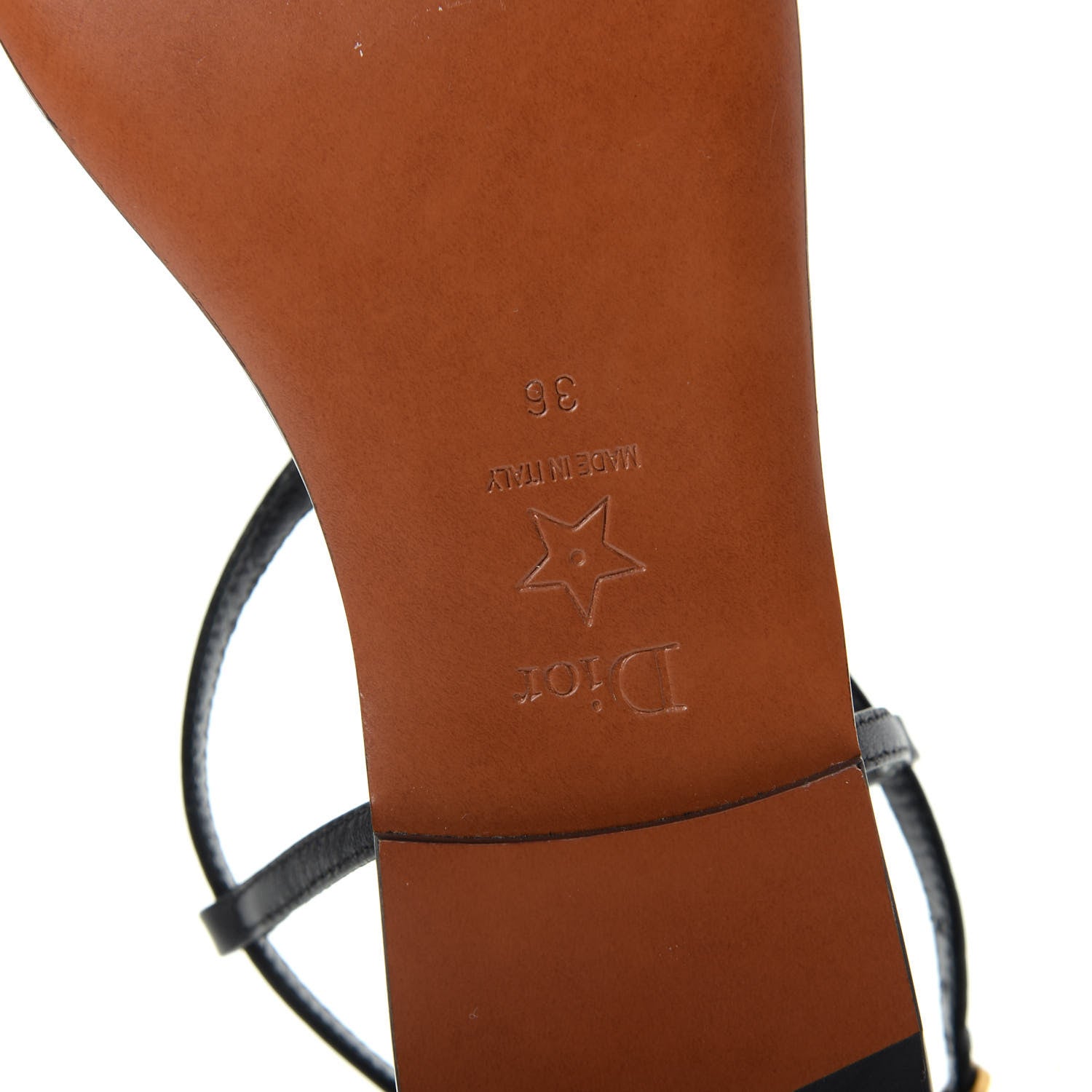 Christian Dior Lambskin Signature T-Strap Sandals 36 Black 9 of 10