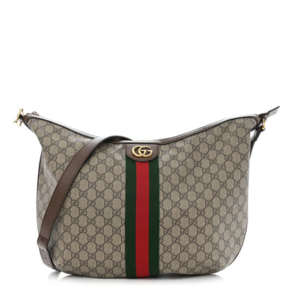 Gucci GG Supreme Monogram Web Ophidia Half Moon Hobo Brown 1 of 10