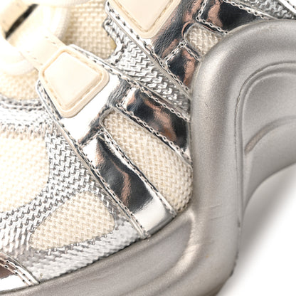 Louis Vuitton Metallic Calfskin Technical Nylon LV Archlight Sneakers 37 White Silver 13 of 14